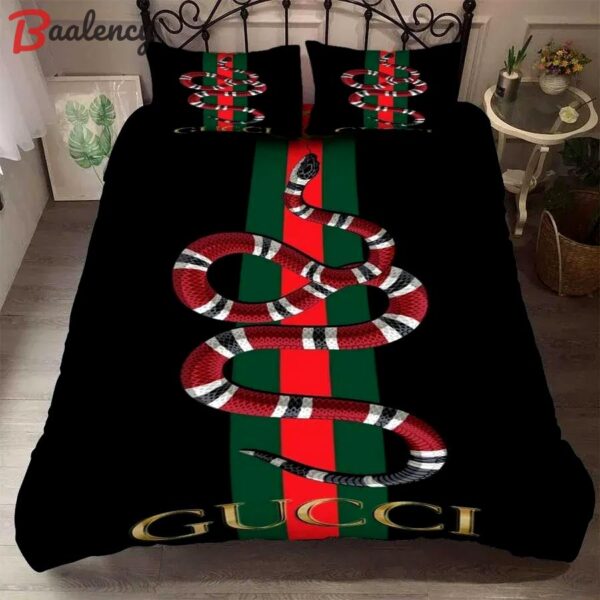 Gucci black snake luxury brand high-end bedding sets, bedroom decor , thanksgiving decorations for home best luxury bed sets gift thankgivings and christmas Bedding Sets