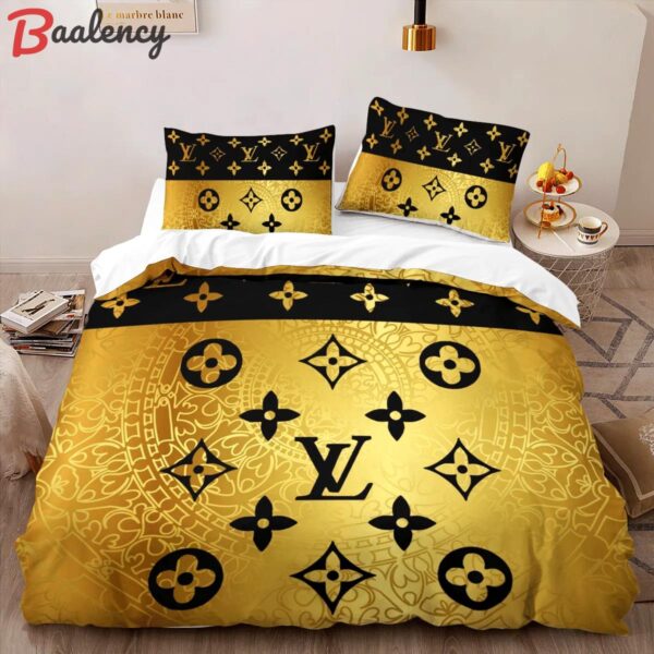Louis vuitton golden luxury brand high-end bedding set lv home decor Bedding Sets