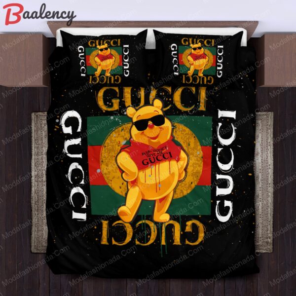 Pooh bear gucci bedding sets model 19 home decoration Bedding Sets