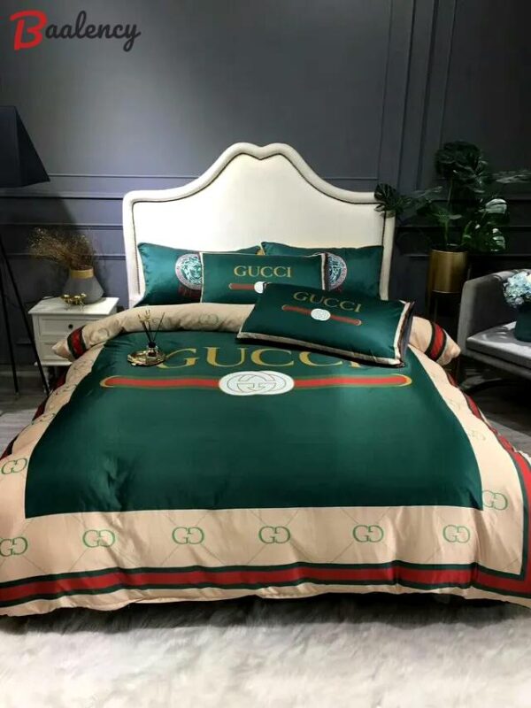 Gucci dark green luxury brand bedding set bedspread duvet cover set home decorations Bedding Sets