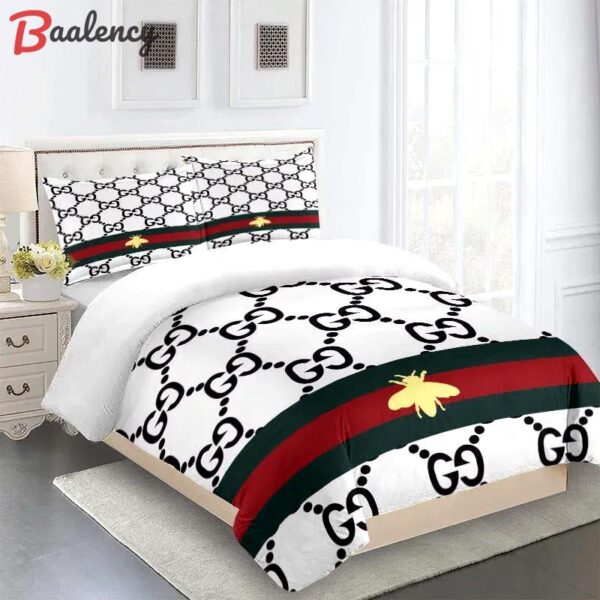 Gucci fashion logo limited luxury brand bedding sets, bedroom decor , thanksgiving decorations for home 03 best luxury bed sets gift thankgivings and christmas Bedding Sets