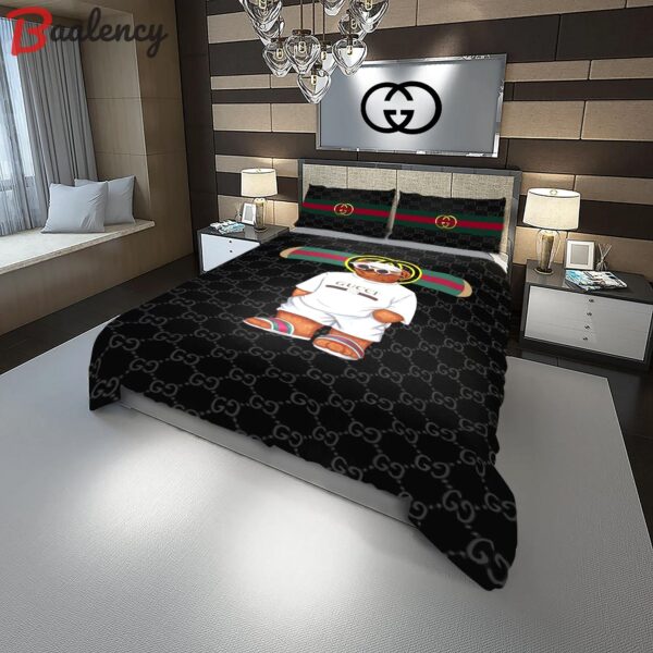 Gucci cute bear fashion logo luxury brand premium bedding sets,bed sets, bedroom sets, comforter sets, duvet cover, bedspread Bedding Sets