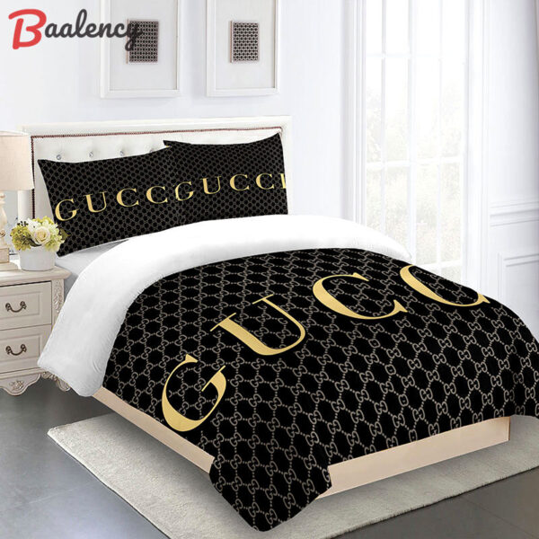 Gucci   black grey gold luxury bed sheets  Bedding Sets bedroom idea home decor bedclothes blankets bed linen duvet bedspread sheets covers
