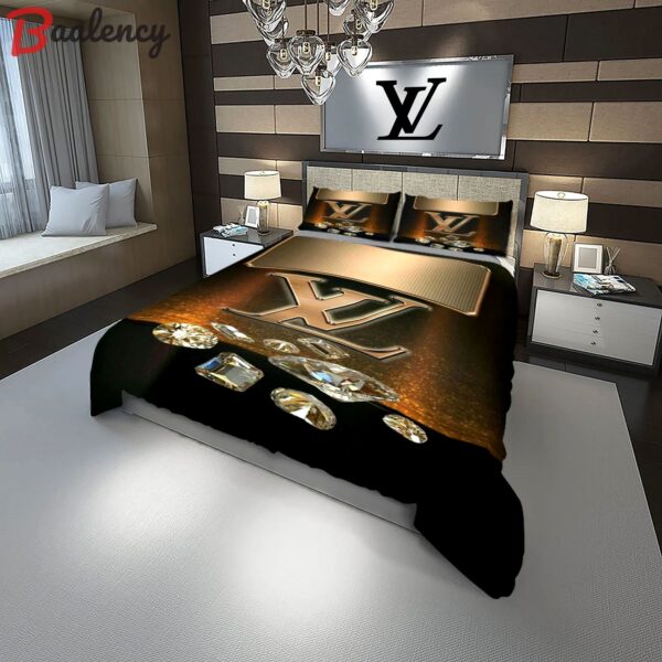 Louis vuitton lv diamond luxury brand high-end bedding set bedspread duvet cover home decor ht Bedding Sets