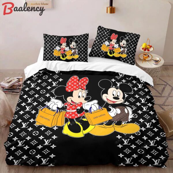 Louis vuitton mickey mouse luxury brand bedding sets bedspread duvet cover set best luxury bed sets gift thankgivings and christmas Bedding Sets - Image 2