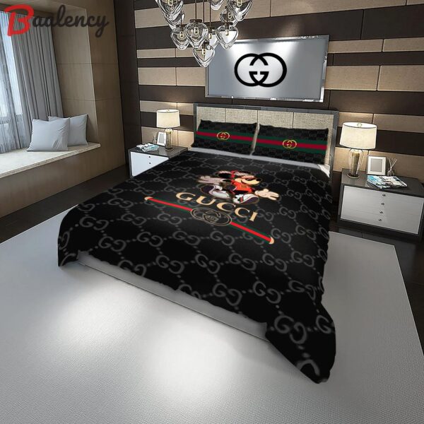 Gucci funny mickey fashion logo luxury brand bedding sets,bed sets, bedroom sets, comforter sets, duvet cover, bedspread Bedding Sets