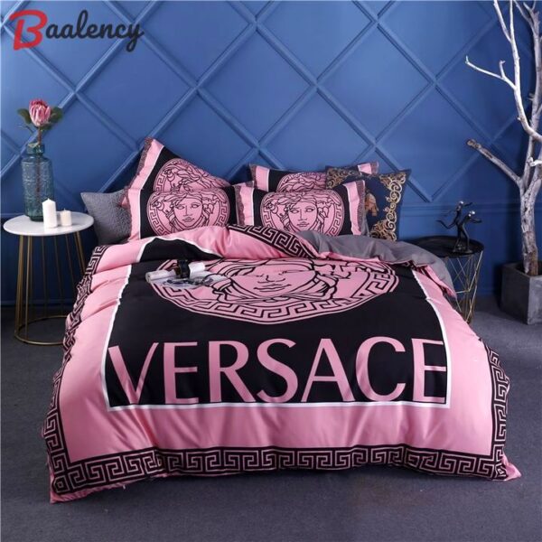 Versace pinky fashion logo luxury brand  Bedding Sets home decor sheets bedspread Bedroom ideas blankets bed linen duvet covers bedclothes