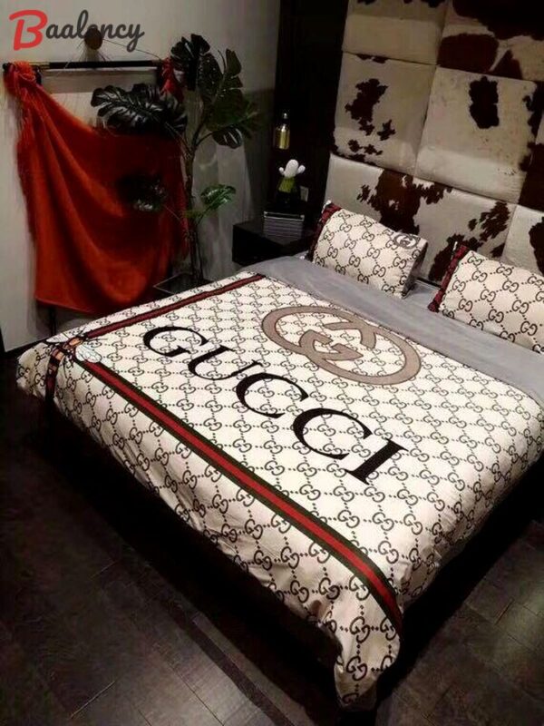 Gucci white blue bedding sets duvet cover sheet cover pillow cases luxury bedroom sets Bedding Sets