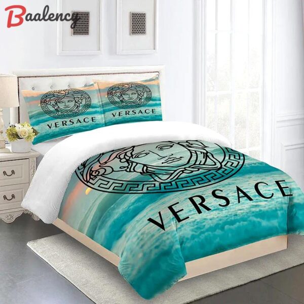 Versace blue sea luxury brand high end premium     Bedding Sets bedclothes bed linen blankets sheets duvet covers bedroom idea home decor bedspread