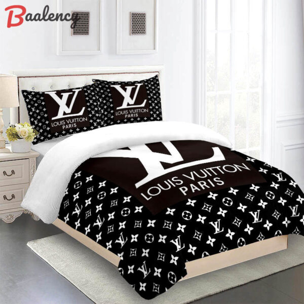 Black and white louis vuitton logo type 1549 Bedding Sets duvet home decor bedspread hyperbeast Bedroom covers bed linen blankets premium fashion brand sheets bedclothes luxury ideas