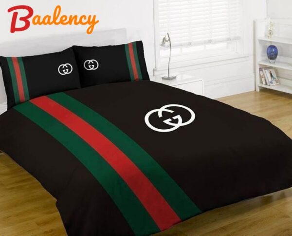 Gucci black blue red bedding sets duvet cover sheet cover pillow cases luxury bedroom sets Bedding Sets