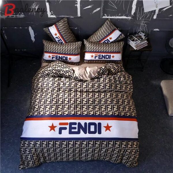 Fendi luxury logo fashion brand premium bedding sets, bedroom decor , thanksgiving decorations for home Bedding Sets - Image 2