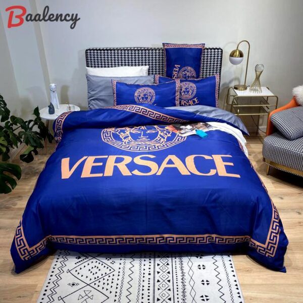 Versace blue luxury brand           Bedding Sets bedspread bedroom idea bedclothes home decor covers bed linen sheets blankets duvet