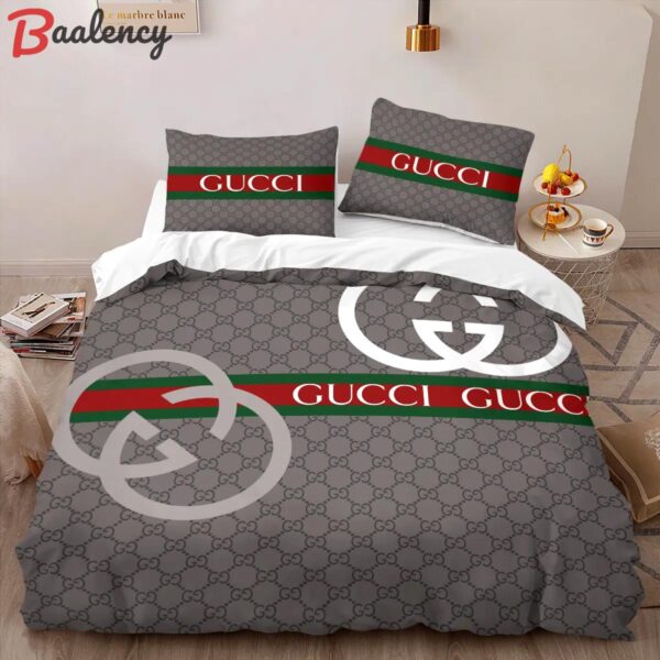 Gucci grey limited luxury brand high-end bedding sets, bedroom decor , thanksgiving decorations for home best luxury bed sets gift thankgivings and christmas Bedding Sets