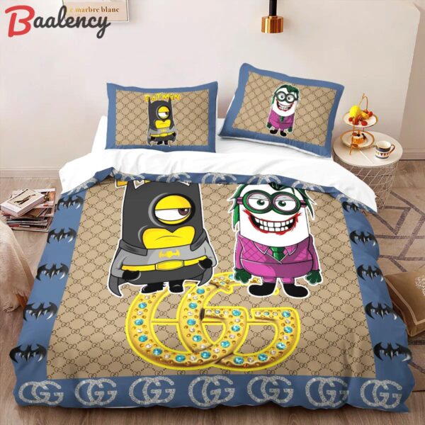 Gucci minions batman jocker luxury brand high-end bedding sets, bedroom decor , thanksgiving decorations for home best luxury bed sets gift thankgivings and christmas Bedding Sets