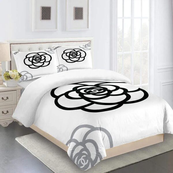 Chanel big flowers luxury brand premium bedding set for bedroom luxury bedspread duvet cover set with pillowcases home decoration Bedding Sets