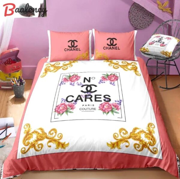 Chanel flowers luxury fashion brand bedding sets bedspread duvet cover set best luxury bed sets gift thankgivings and christmas Bedding Sets